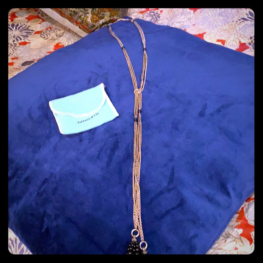 Lariat necklace with onyx